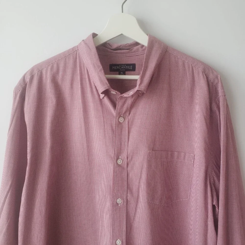 J. Crew Men's Flex Washed Burgundy Check slim Button Down Shirt size XL